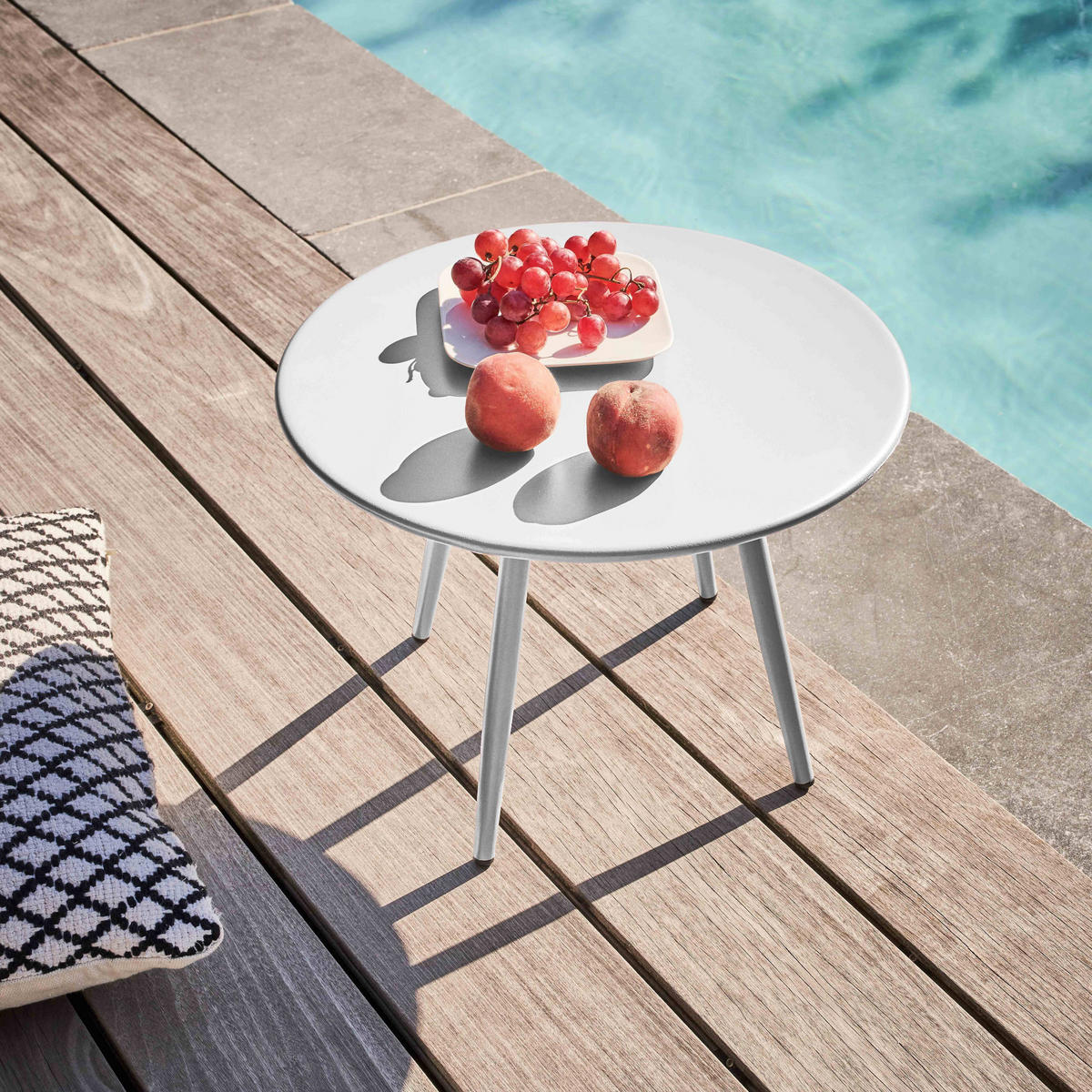 GARTEN-LOUNGETISCH, Weiß - Weiß, Metall (40/40/30cm) - Oviala