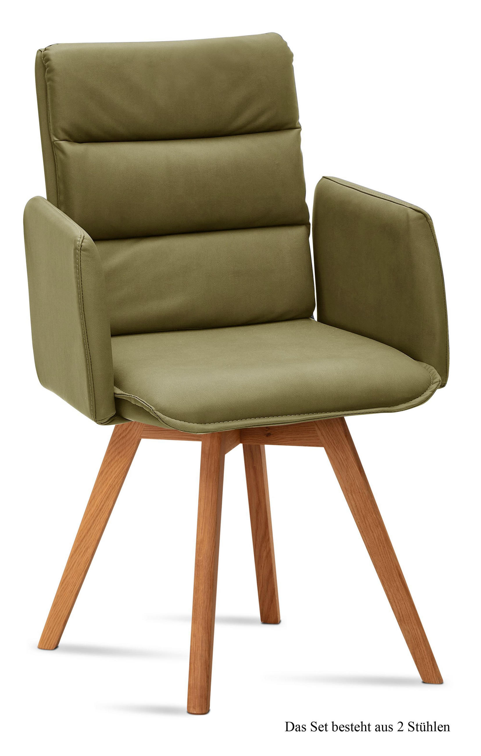 ARMLEHNSTUHL (2er-Set) Dodie 52x92x60 Eiche geölt/Olivgrün - Eichefarben/Olivgrün, Kunststoff (60/92/52cm) - 58aufmkessel
