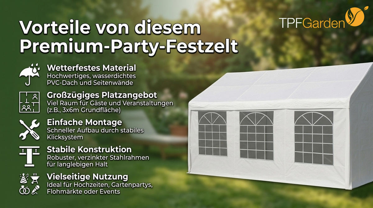 DACHPLANE Livingston - Zeltabdeckung für 4x10 Meter, PVC weiss 480g/m². BxTxH: 100x400x310 cm - Weiß, Kunststoff (100/0.3/400cm) - TPFGarden