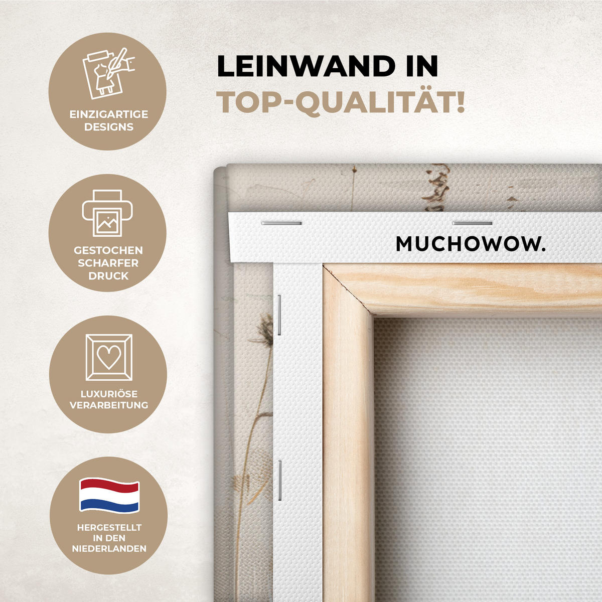 LEINWANDBILD Blumen - Rosa - Modern - Beige Room Decor 30x40 cm - Beige, Textil (30/40cm) - MuchoWow