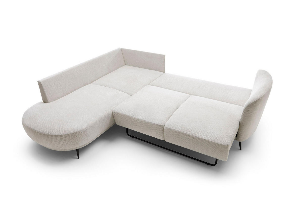 ECKSOFA ALPI Creme Chenille mit Schlaffunktion - Creme, Holz (262/220cm) - MASSENO