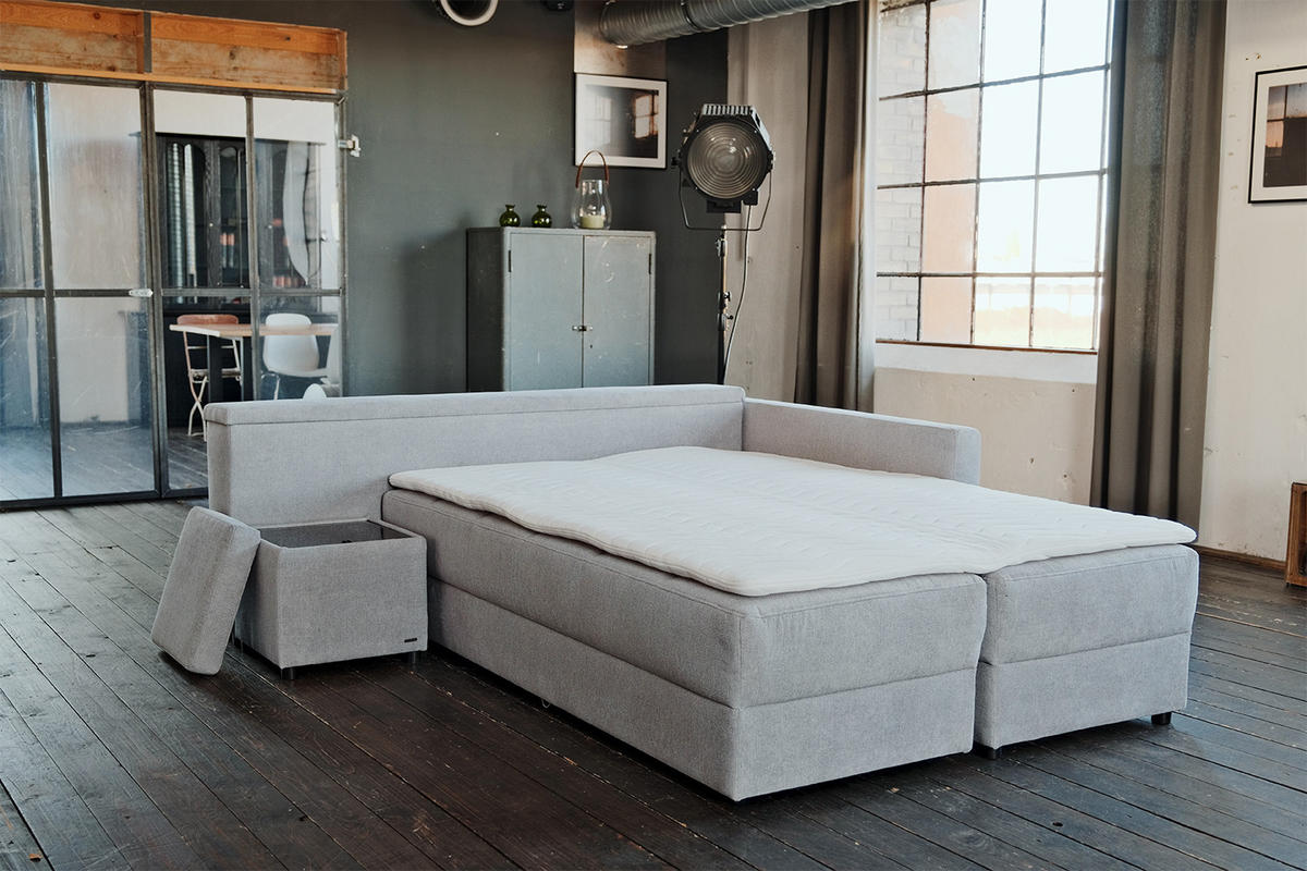 SCHLAFSOFA IDA Grau Webstoff - Schwarz/Grau, Textil (287/229cm) - KAWOLA
