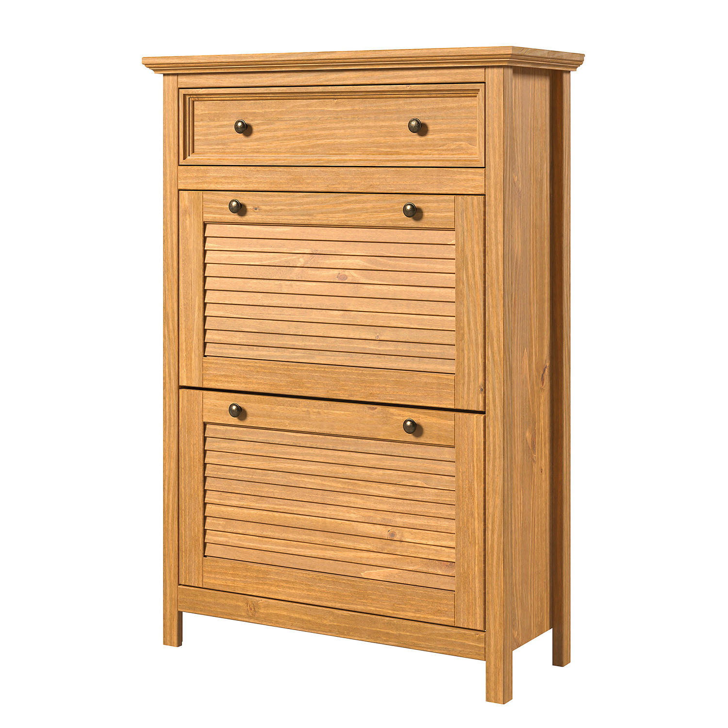 MASSIVER SCHUHKIPPER - Kiefer massiv - Kieferfarben, Holz/Metall (88/126/35cm) - home24