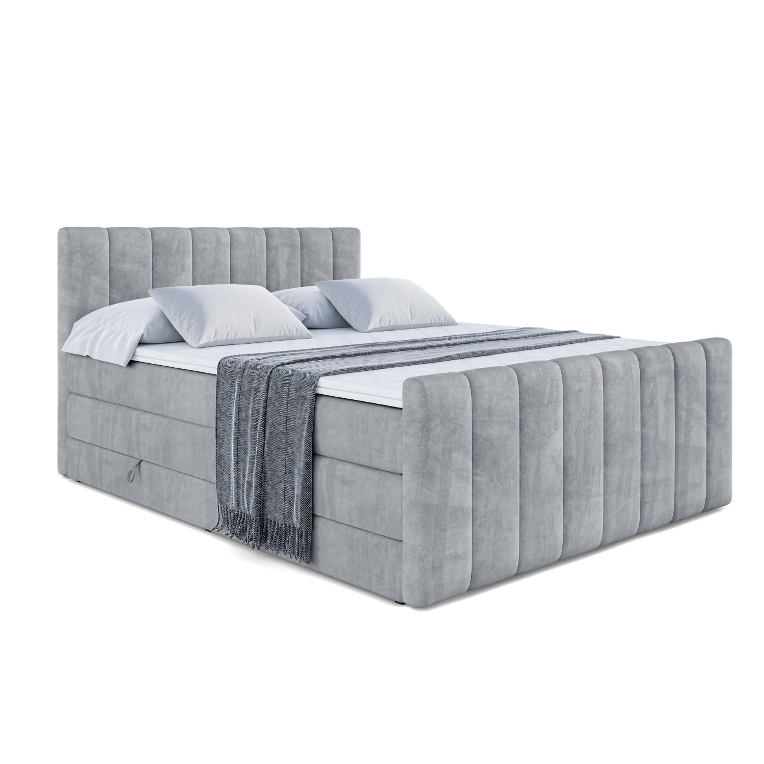 BOXSPRINGBETT OTTA-Z KING - 140x200 - H3/H4 - Grau - Grau, Holzwerkstoff (140/200cm) - ALTDECOR
