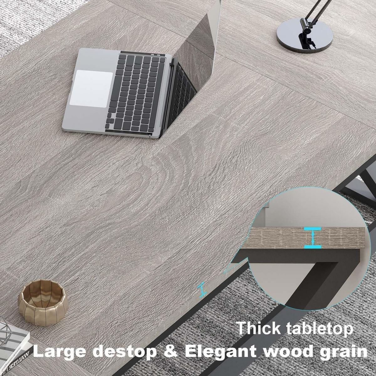 SCHREIBTISCH 180 x 80 cm Grau Eiche - Grau, Holzwerkstoff (40/30/30cm)