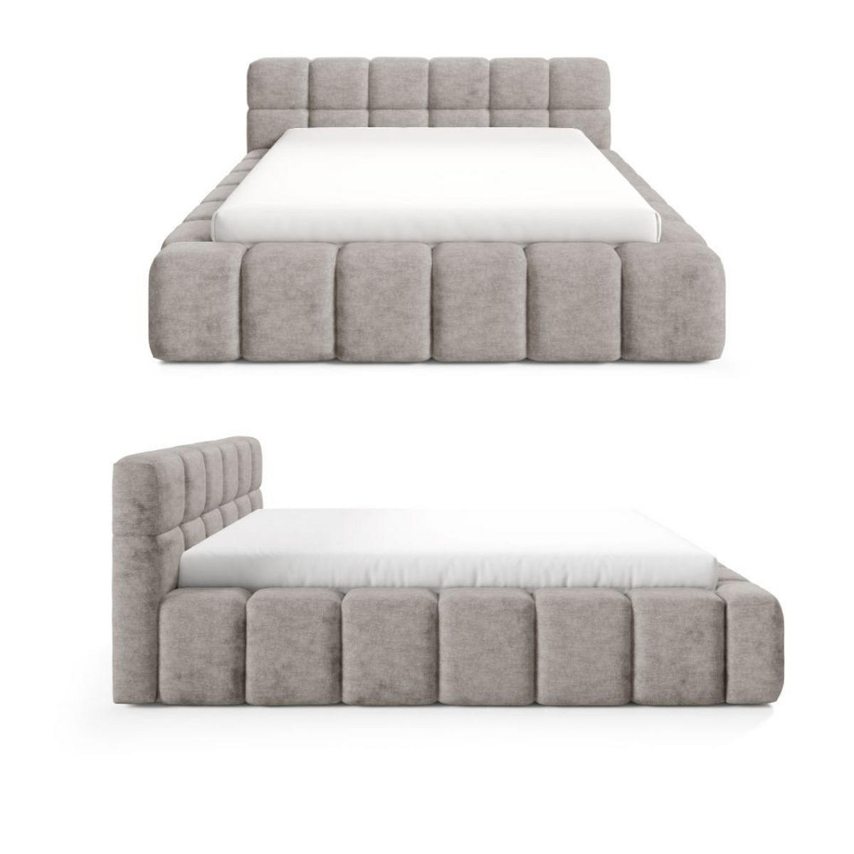 POLSTERBETT NUBO Premium 160x200 cm mit Bettkasten – PERFECT HARMONY 04 - Beige, Holz (160/200cm) - Dekori_Interiors