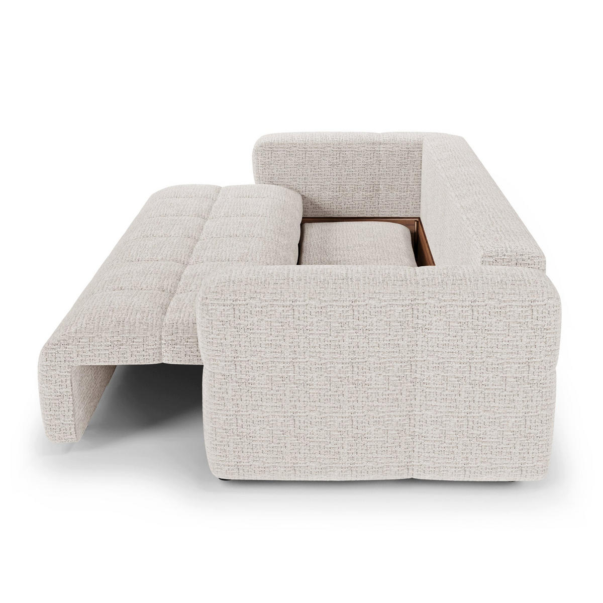 SCHLAFSOFA mit Stauraum VIBE Kettgewebe mit weichem Griff Creme 247cm - Creme, Textil (247/90/102cm) - Premium Interiors