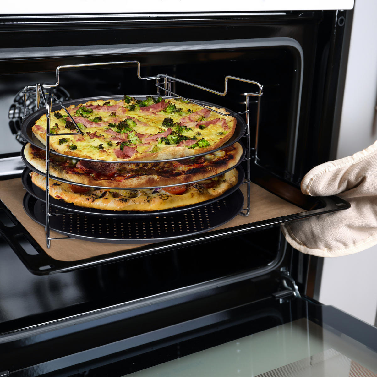 4XPIZZABLECH - Anthrazit, Metall (32/20/32cm) - Relaxdays