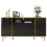 SIDEBOARD in Schwarz Kommode mit Schublade und Stauraum für Wohnzimmer und Schlafzimmer, B150/T40/H80cm - Goldfarben/Schwarz, Holzwerkstoff/Metall (150/80/40cm) - STILVORA