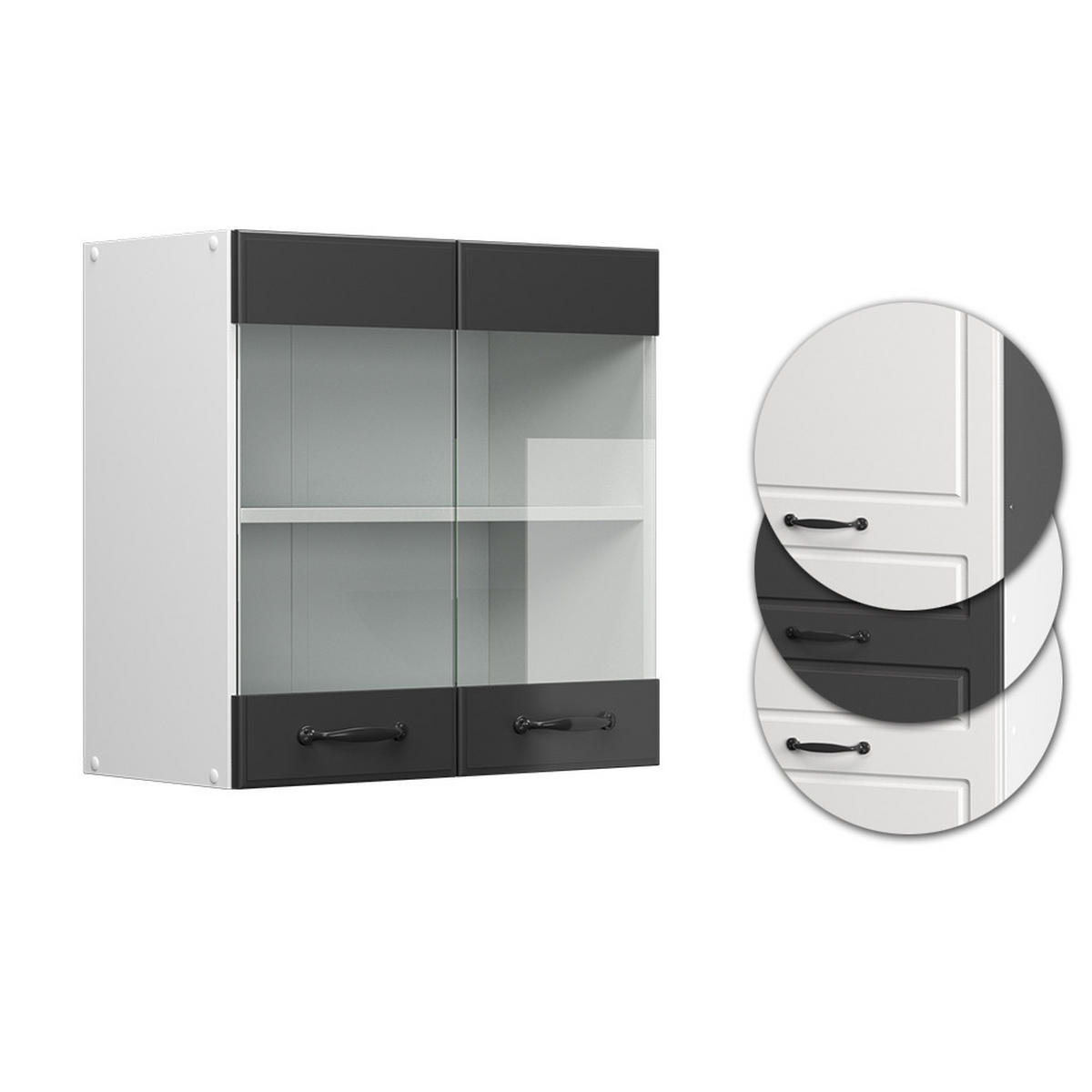 KÜCHENGLASSCHRANK R-Line Anthrazit Landhaus 60 cm - Anthrazit/Weiß, Holzwerkstoff (60/60/31cm) - Vicco