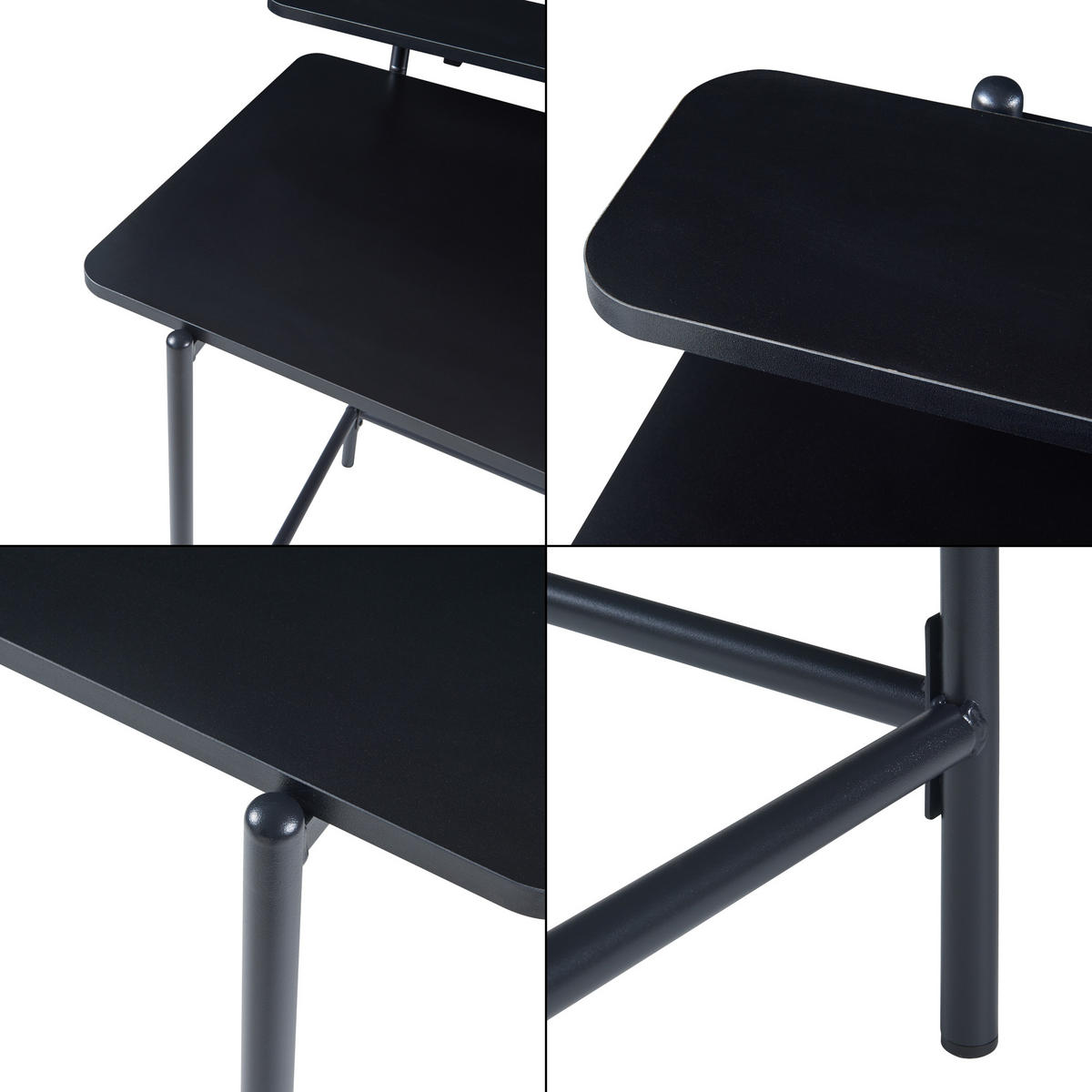 SCHREIBTISCH Samnanger - Schwarz, Holzwerkstoff/Metall (55/120/88cm) - [en.casa]