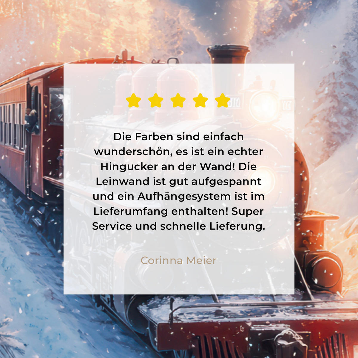 LEINWANDBILD Weihnachtszug - Schnee - Winter - Weihnachten Wohnzimmer 120x80 cm - Dunkelrot, Textil (120/80cm) - MuchoWow