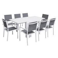 GARTENMÖBEL Venezia Grau und weiß 90/180 cm 8 Plätze - Weiß, Metall - Happy Garden