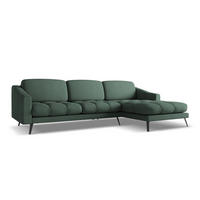 ECKSOFA Rechts Chenille Stoff Grün - Schwarz/Grün, Textil/Metall (264/160cm) - Makamii