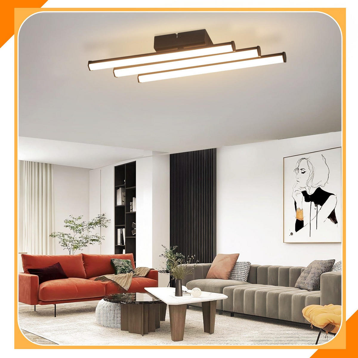 LED-DECKENLEUCHTE Machado 12/44/6cm - Schwarz, Metall (44/12/6cm) - Nettlife