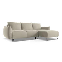 ECKSOFA mit Schlaffunktion Samt Stoff Creme - Perlmutt/Creme, Textil/Metall (242/162cm) - LaMiaSofa