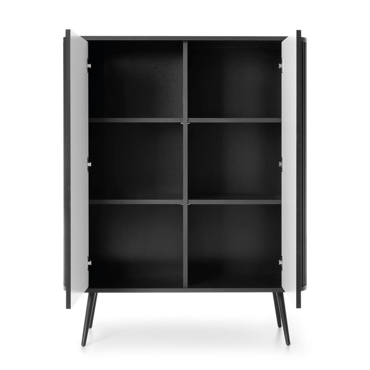 SIDEBOARD MORDEN KOM1 Abgerundeter Korpus Schwarz Schwarz - Schwarz, Holzwerkstoff/Kunststoff (103/129/39cm) - Komodee