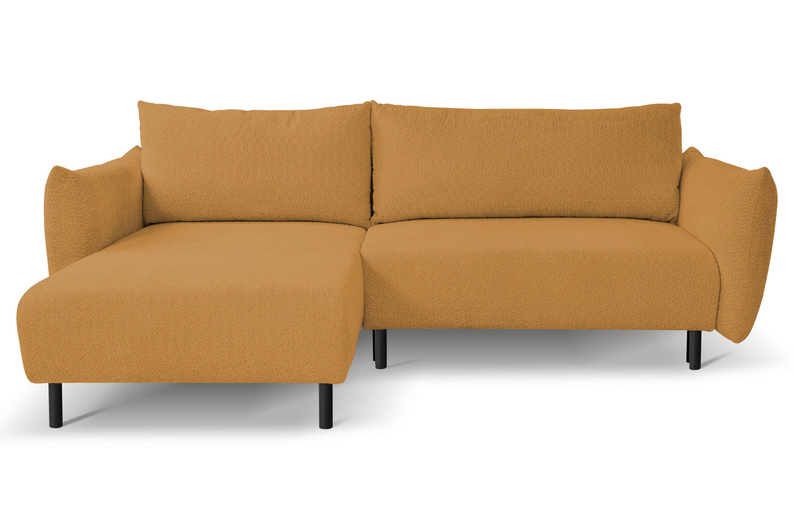 ECKSOFA ADEL mit Schlaffunktion und Bettkasten, L-förm, Metallbeine, verstellbar lose Rückenkissen, freistehend, LINKS, 171x257x90 cm, Gold - Goldfarben, Holz/Textil (171/257cm) - DomoHome