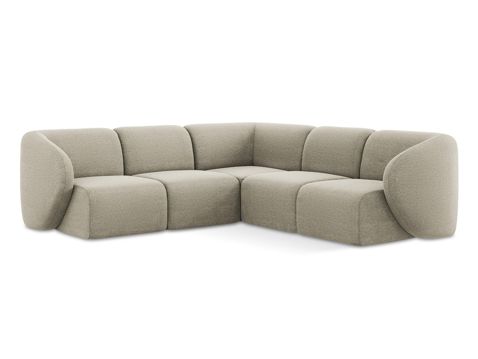ECKSOFA Bouclé Stoff Grau - Taupe/Schwarz, Holzwerkstoff/Kunststoff (251/251cm) - Makamii