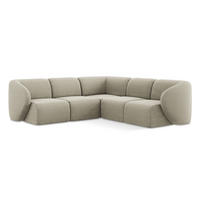 ECKSOFA Bouclé Stoff Grau - Taupe/Schwarz, Holzwerkstoff/Kunststoff (251/251cm) - Makamii