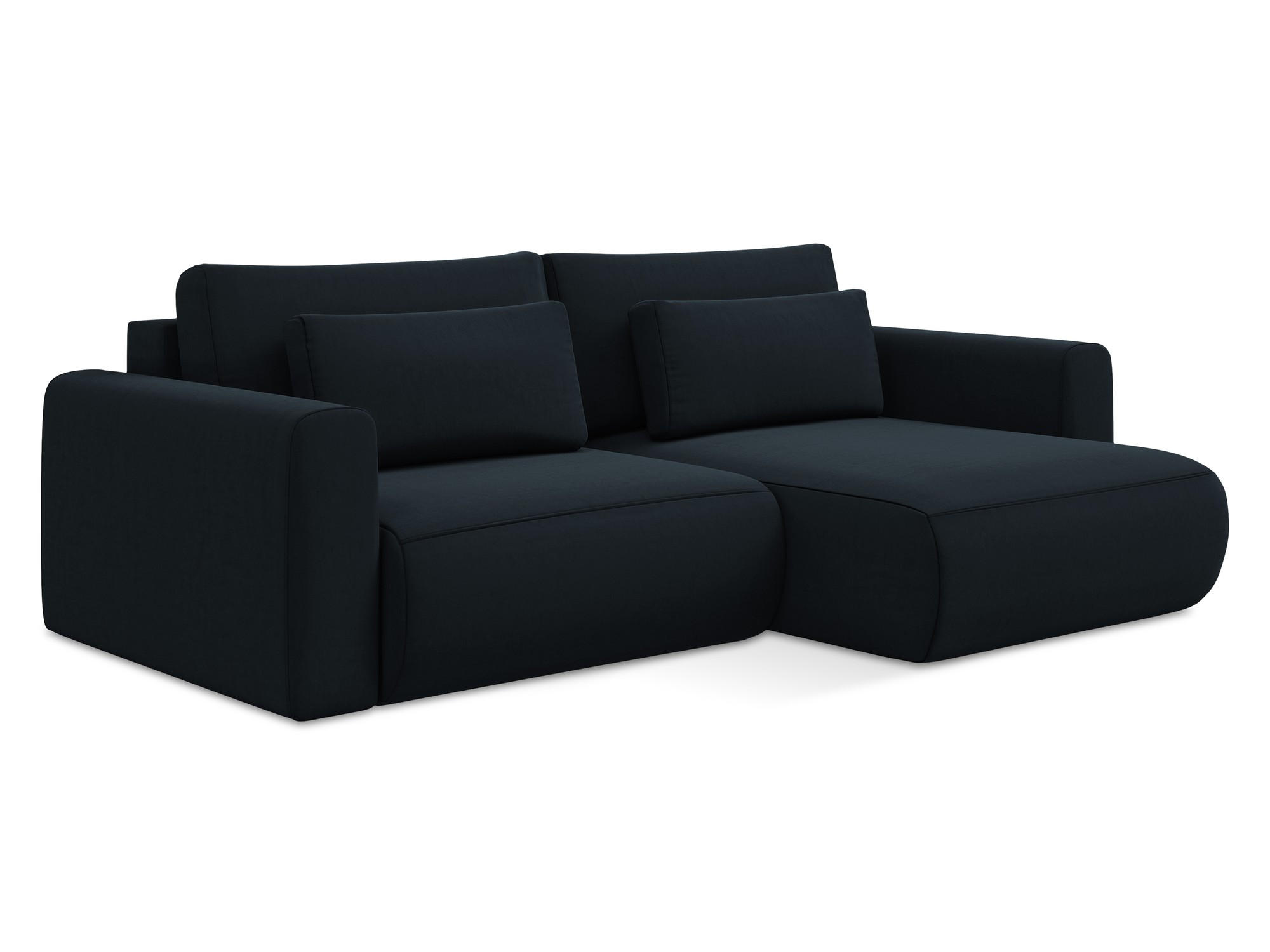 ECKSOFA mit Schlaffunktion Samt Stoff Blau - Blau/Schwarz, Kunststoff/Textil (240/149cm) - Makamii