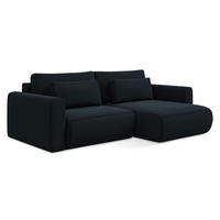 ECKSOFA mit Schlaffunktion Samt Stoff Blau - Blau/Schwarz, Kunststoff/Textil (240/149cm) - Makamii