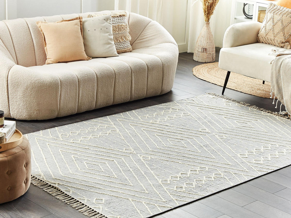 KURZFLOR-TEPPICH Khenifra 200/140 cm - Grau, Textil (140/200cm) - Beliani
