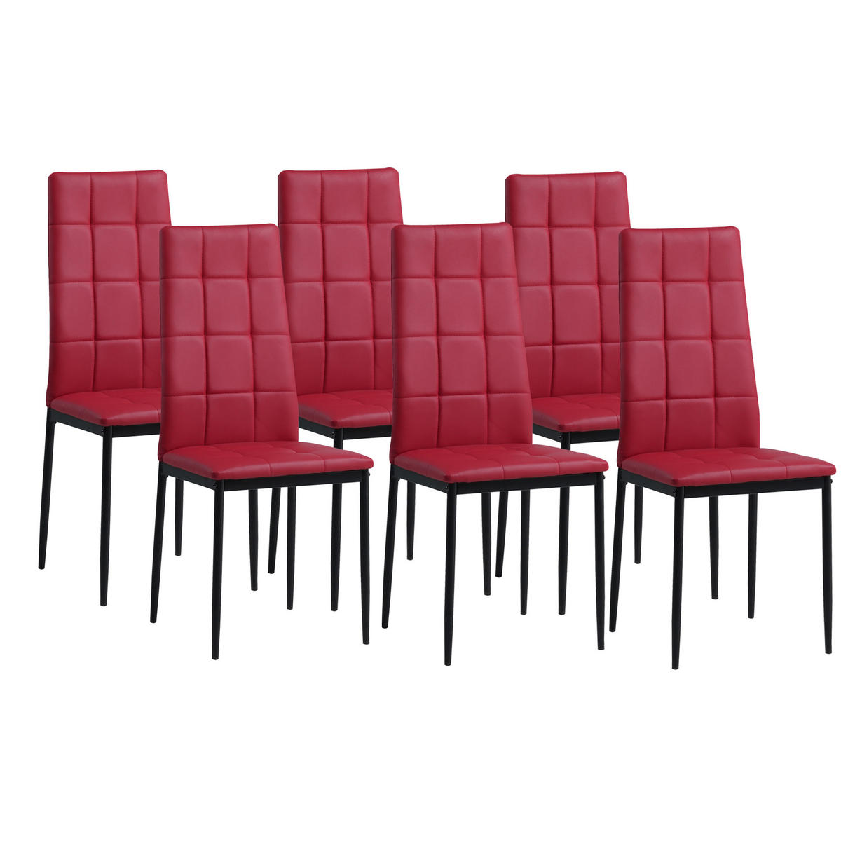 STUHL RIMINI Lederimitat Metallbeine 6er Set Rot - Rot, Kunststoff/Metall (41/97/38cm) - Albatros
