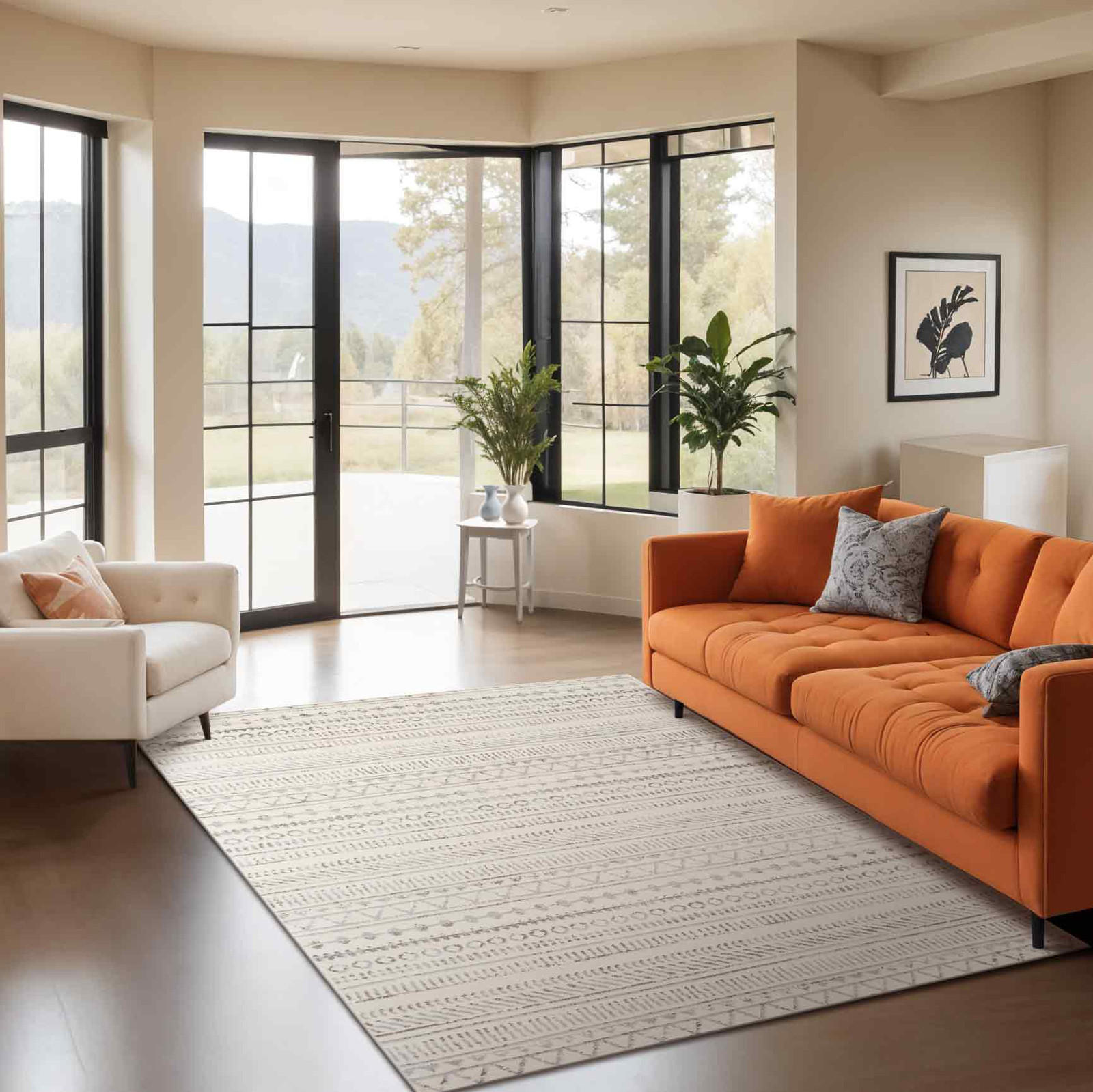 Thumbnail - Livabliss Kurzflorteppich, Hellgrau, Textil, Grafikmuster, Rechteckig, 150x213 cm, Oeko-Tex® Standard 100, in verschiede...