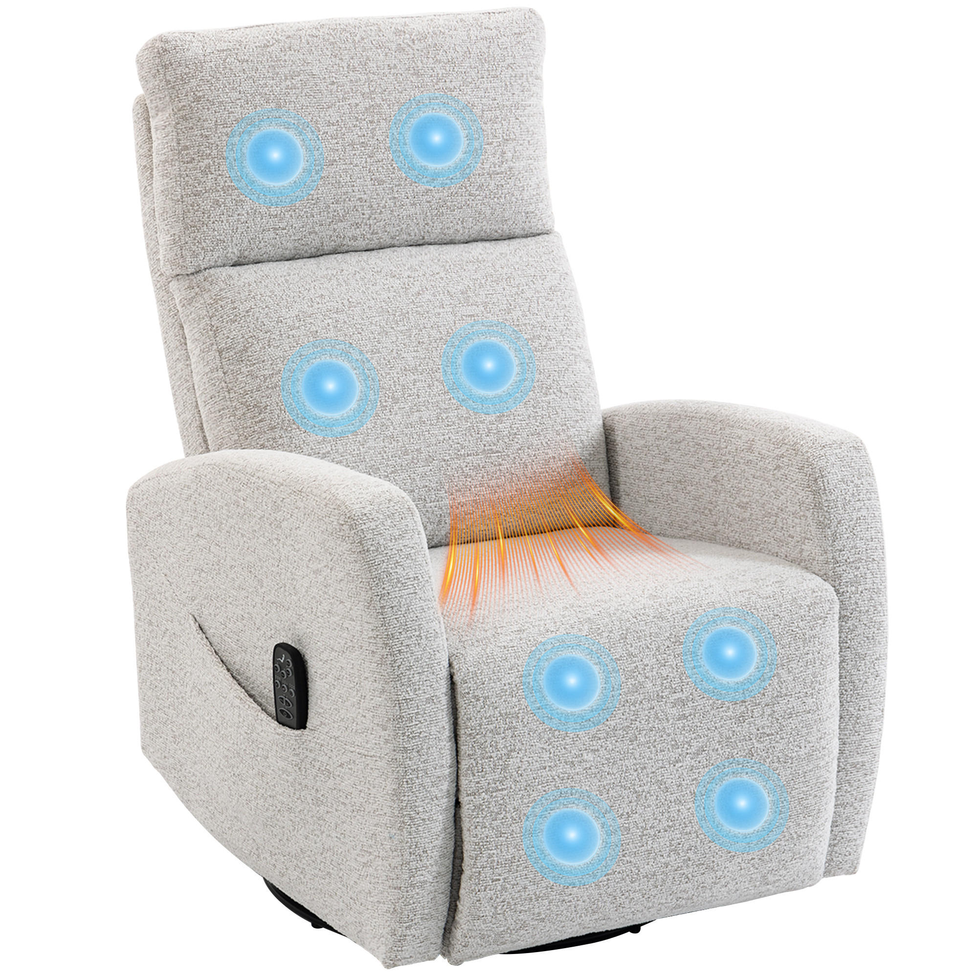 MASSAGESESSEL DE-15451 360° drehbar mit Massage und Heizung Creme - Creme, Metall (73.5/86/163cm) - ComfortXL