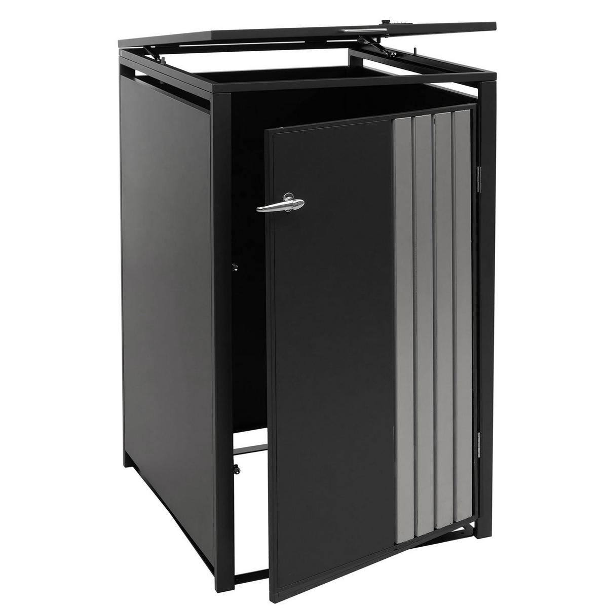 MÜLLTONNENBOX 1er mit Deckel HxBxT 122x68x84cm Anthrazit Edelstahl - Anthrazit, Metall (68/122/84cm) - PROREGAL