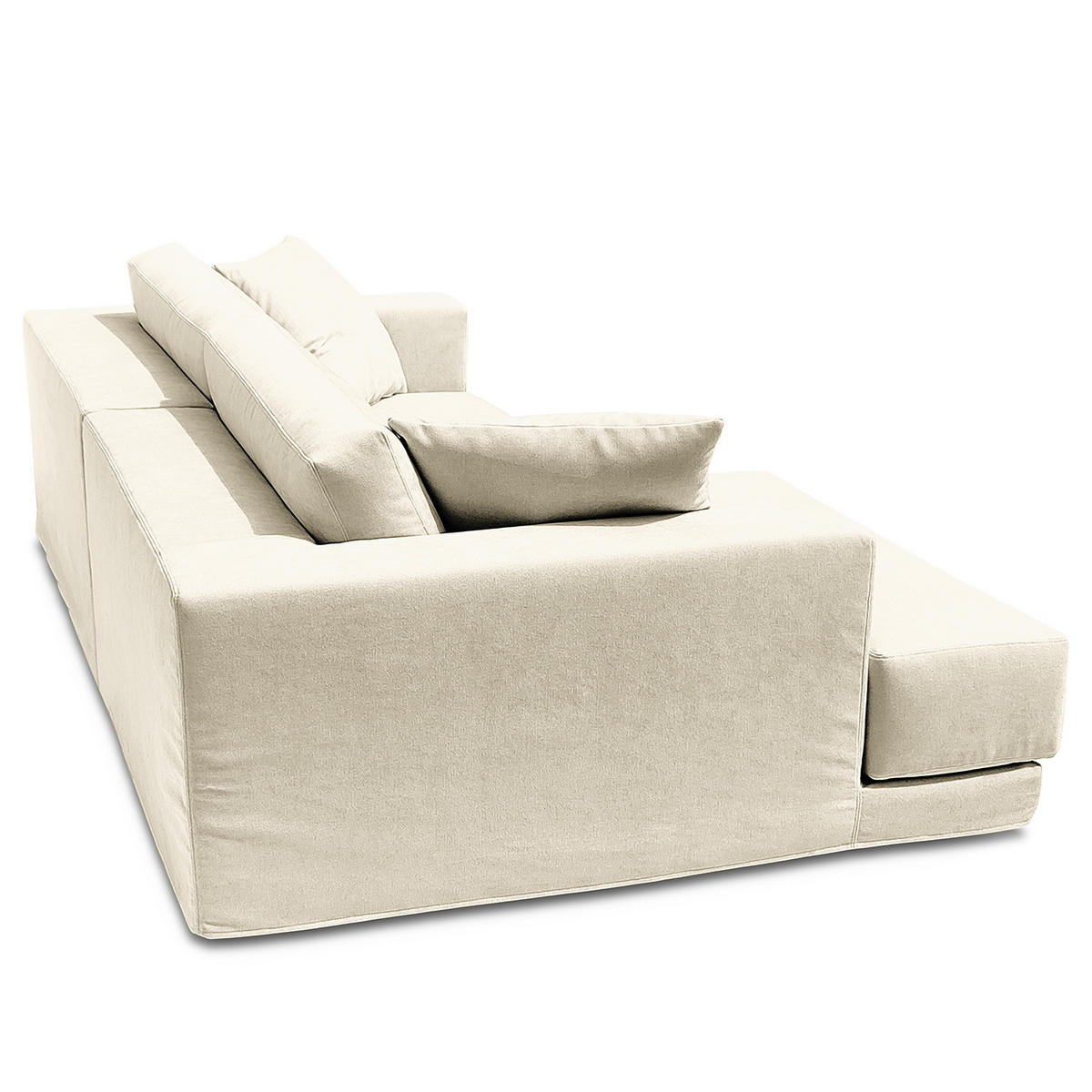 ECKSOFA mit Wechselbezug - Longchair, Webstoff - Creme/Schwarz, Kunststoff/Textil (260/155cm) - home24