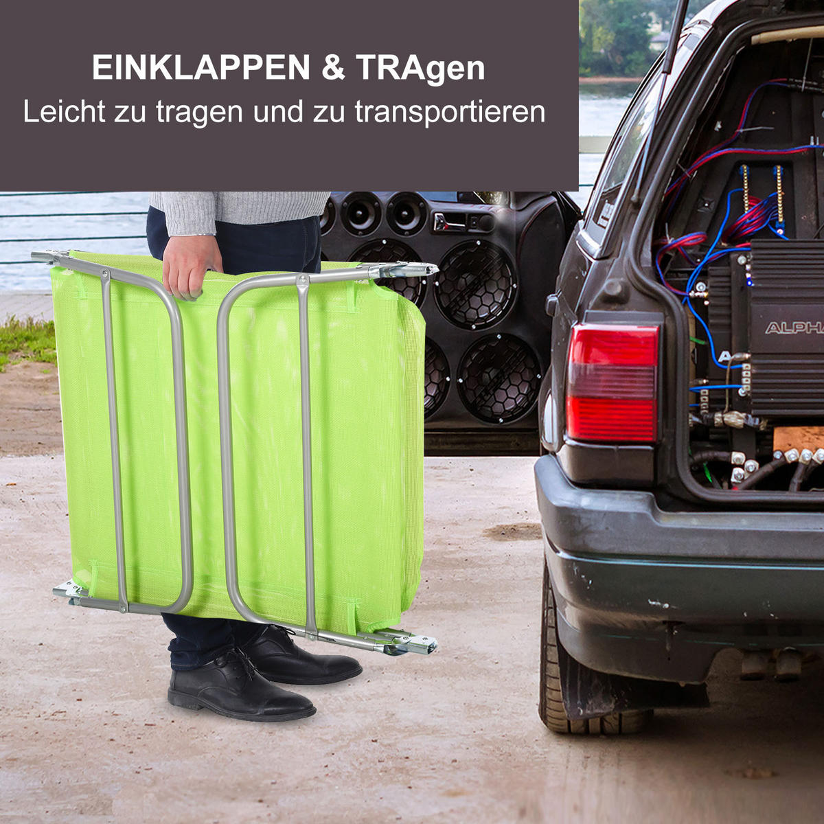 SONNENLIEGE aus Stahl 182x56x24,5 cm in Grün mit verstellbarer Rückenlehne - Grün, Metall (56/24.5/182cm) - Modfu