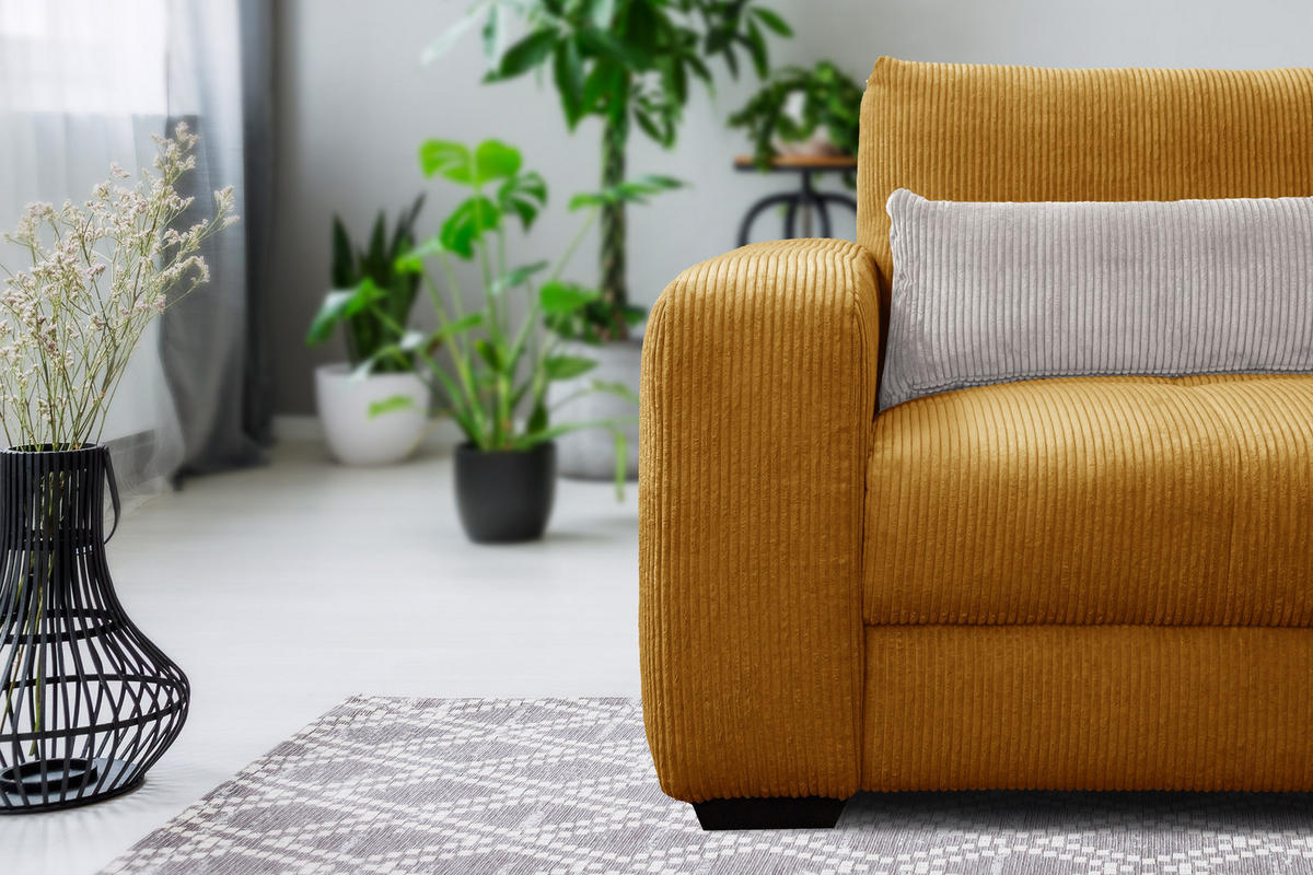 SESSEL OLI in Cordstoff safran - Gelb, Holz/Textil (130/91/108cm) - Courtois Laville