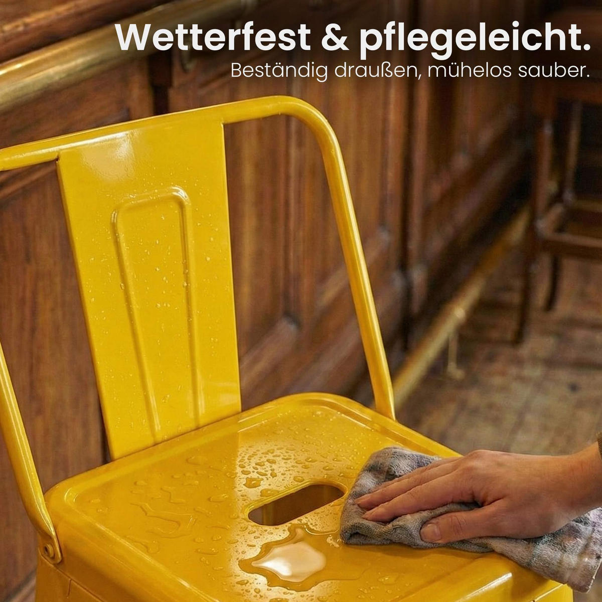 BARHOCKER Metall Gelb - Eukalyptusholzfarben/Gelb, Metall (44/96/43cm) - CLP