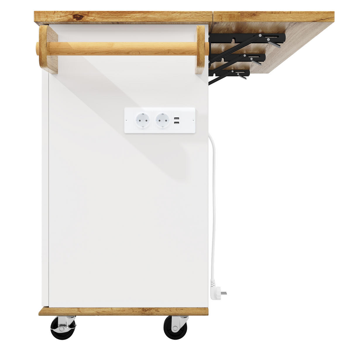KÜCHENINSEL Weiß-Holzoptik 134/46/88 cm - Weiß, Holzwerkstoff (134/88/46cm) - PANGIVO
