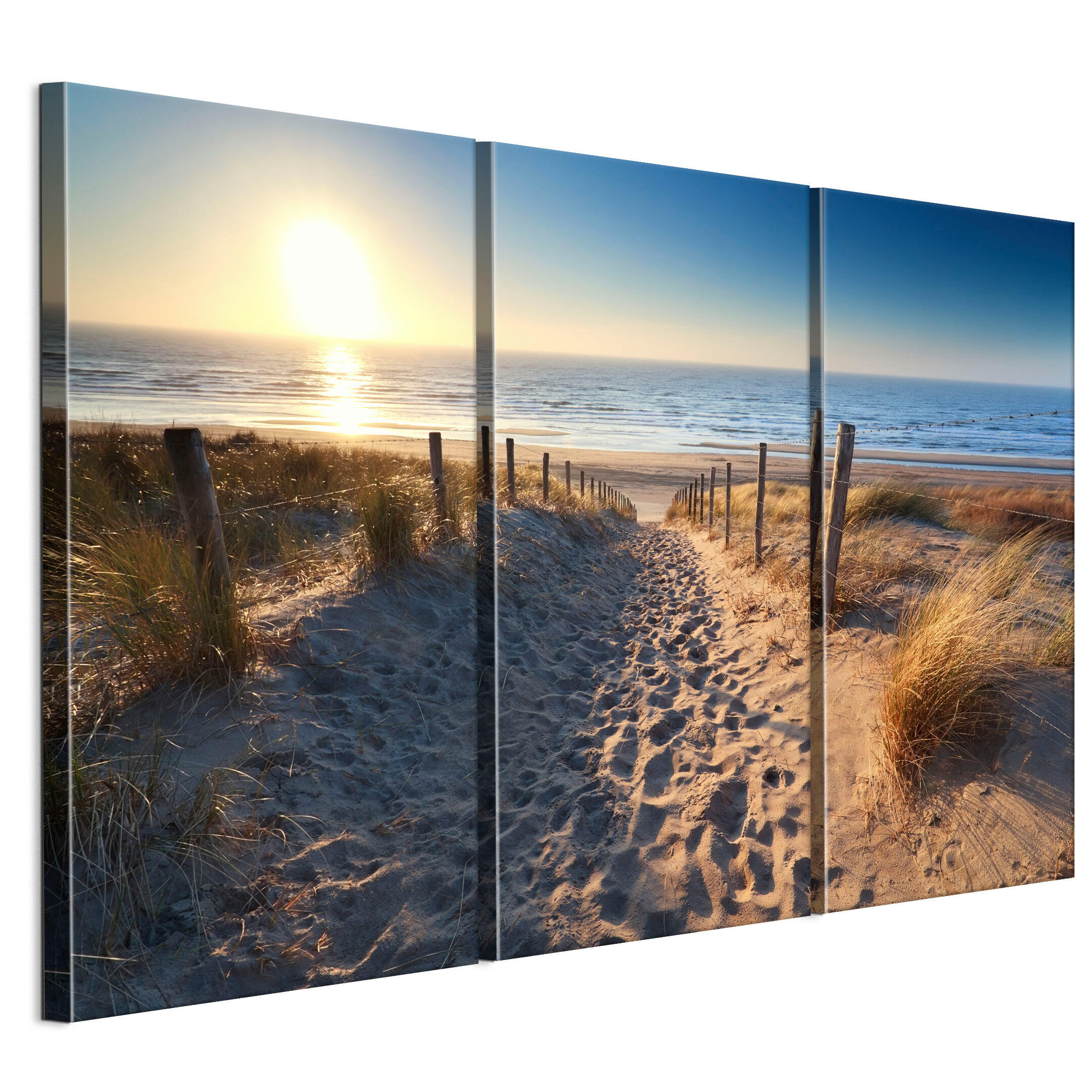 LEINWANDBILD Strand 3-tlg. 120x80 cm - Multicolor, Holz (120/80cm) - LUMASOUL
