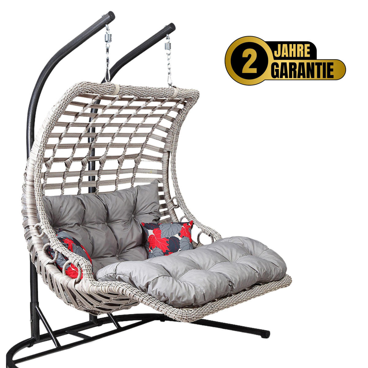HÄNGESESSEL mit Gestell Gartenschaukel Rattan Hängeschaukel Weiß - Weiß, Metall (172/120/212cm) - Gowoll