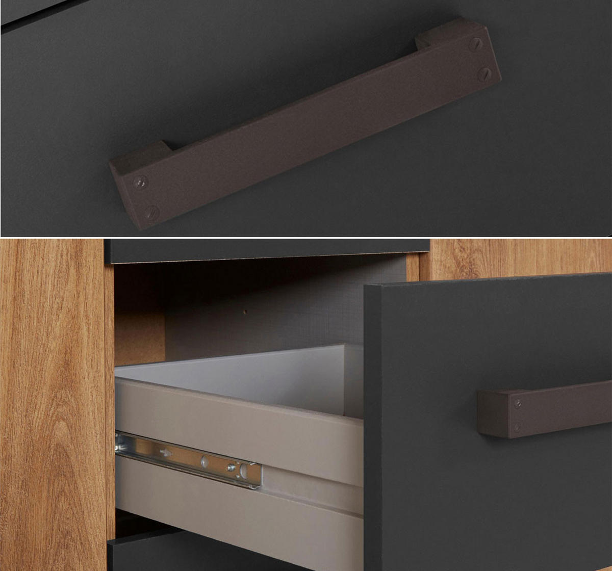 KOMMODE Malmö Plankeneiche - graphit 130 / 41 / 83cm - Eichefarben/Graphitfarben, Holz/Holzwerkstoff (130/83/41cm) - Wimex