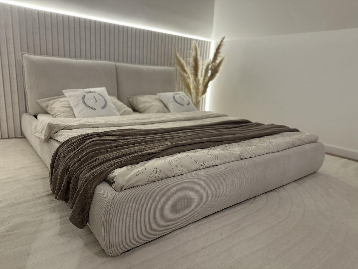 PAT TAPIȚAT bej Vinay - bej, material textil (180/200cm) - Beliani