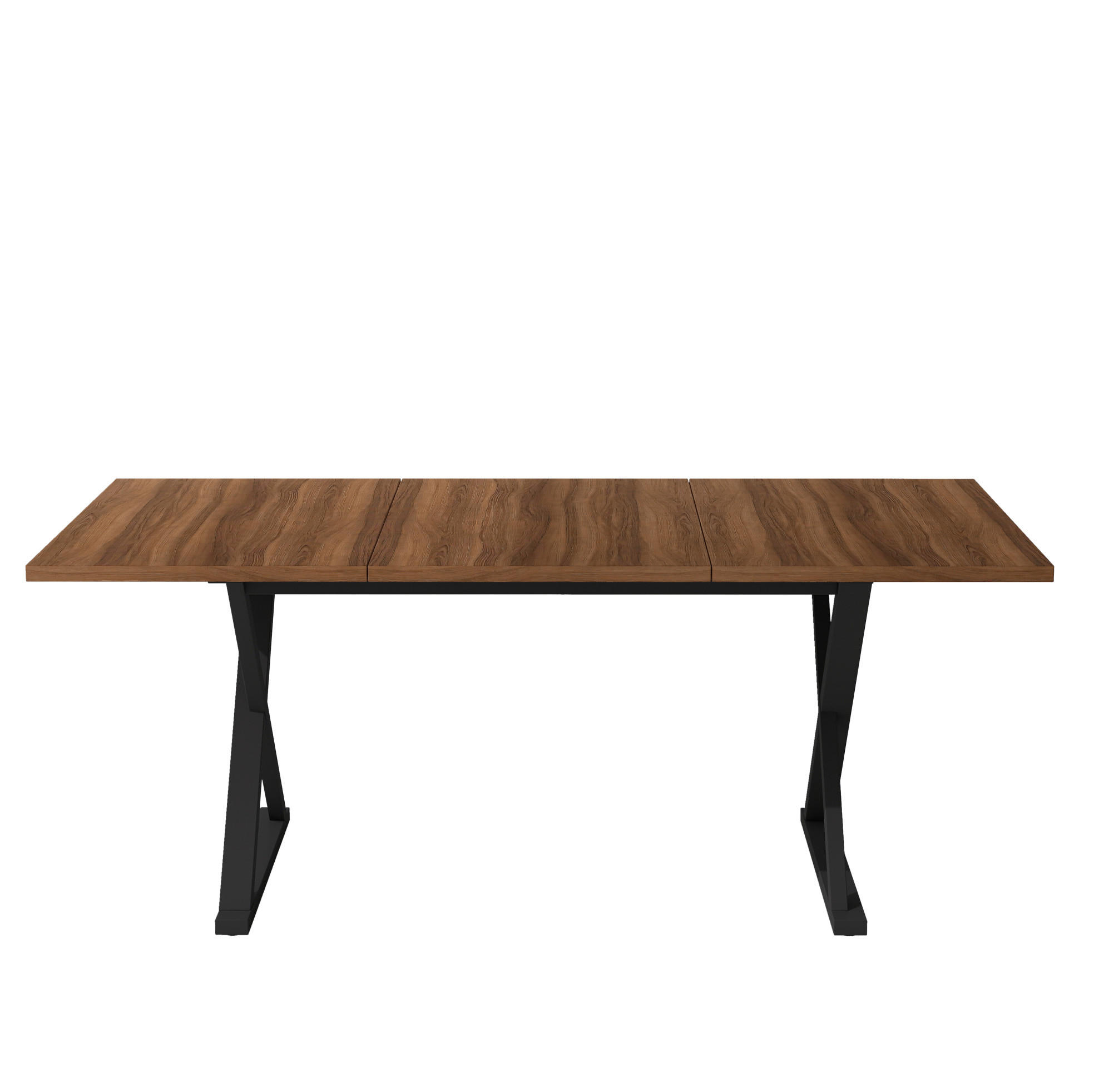 ESSTISCH 180/90/75 cm walnussfarben aus MDF mit X-förmigen Metallbeinen - Walnussfarben, Holzwerkstoff (180/90/75cm) - OKWISH