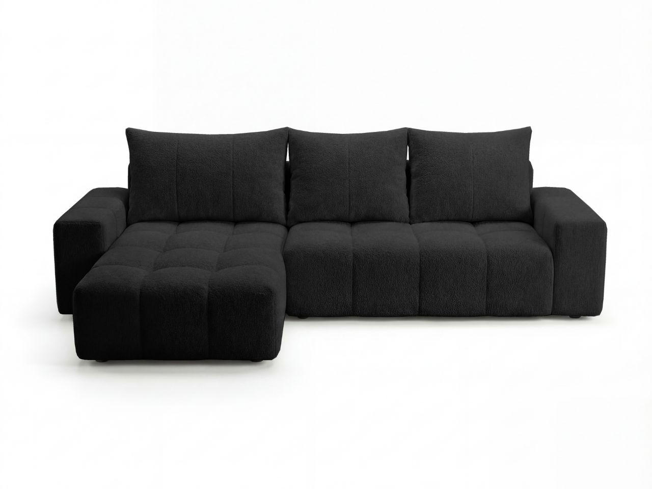 ECKSOFA Bresso Bouclé-Stoff Schwarz - Schwarz, Holz/Textil (255/168cm) - Graingold