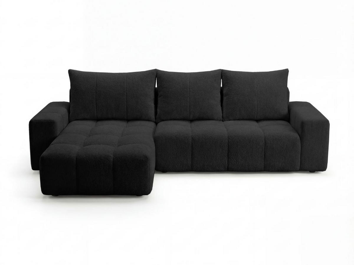ECKSOFA Bresso Bouclé-Stoff Schwarz - Schwarz, Holz/Textil (255/168cm) - Graingold