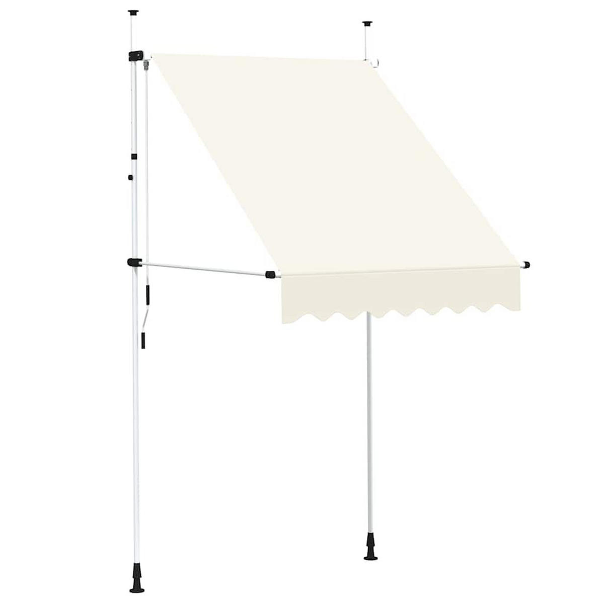 EINZIEHBARE Markise Handbetrieben 150 cm Cremeweiß - Creme, Textil (150/1/1cm) - furnicato