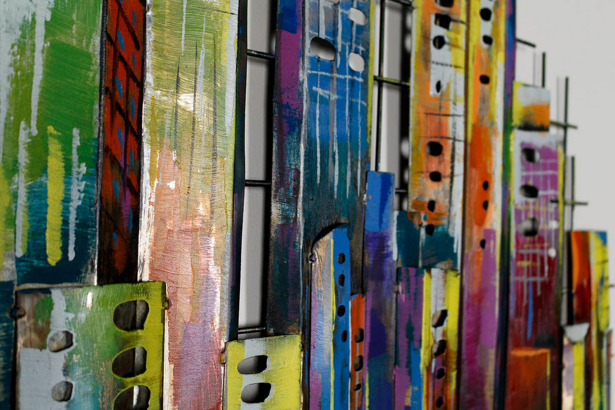 WANDDEKO Bunt 120/60 cm - Multicolor, Metall (3/60/3cm) - KUNSTLOFT