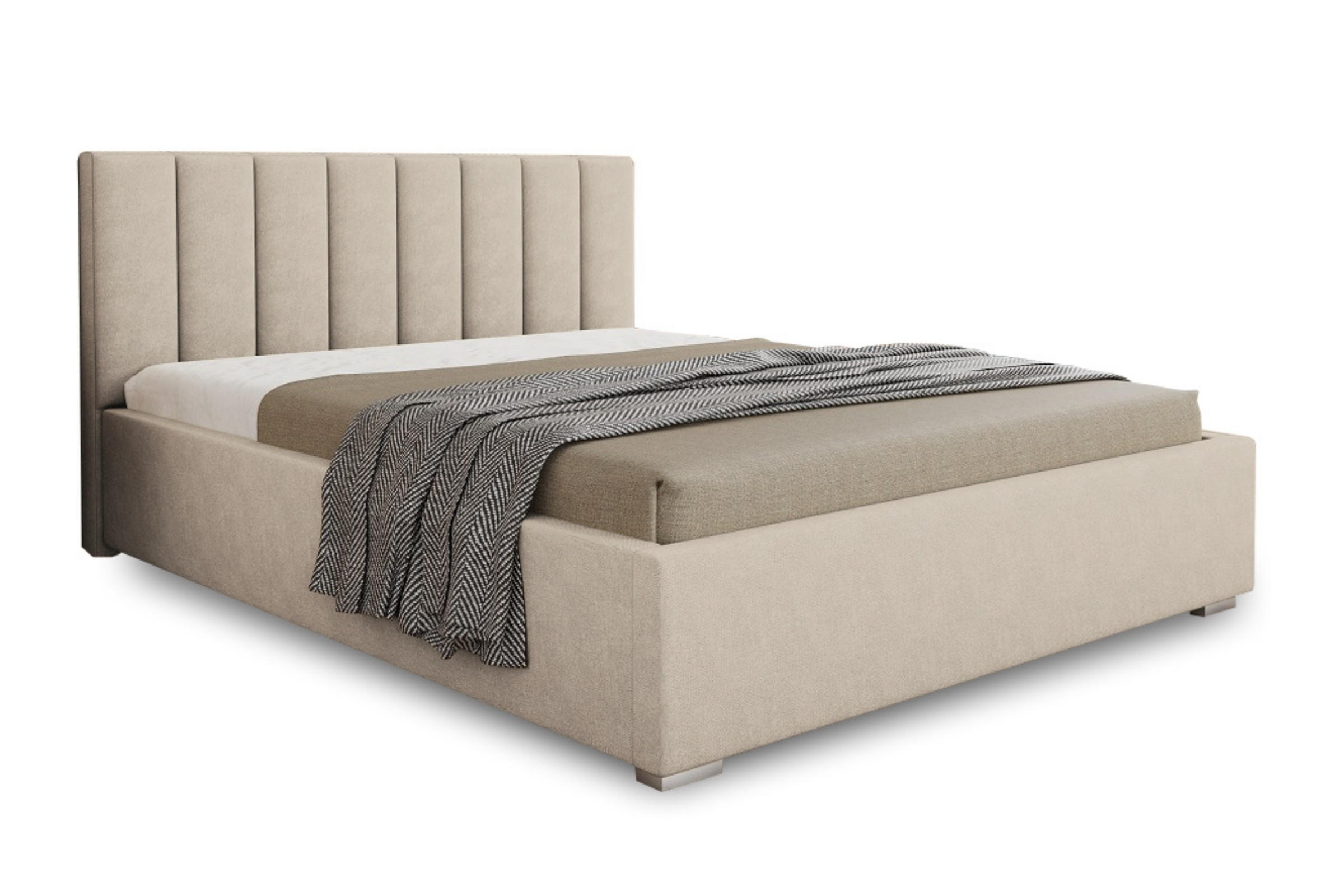 POLSTERBETT GORDON 140/200 in Velours Beige - Beige, Holz/Holzwerkstoff (140/200cm) - Deine Möbel 24