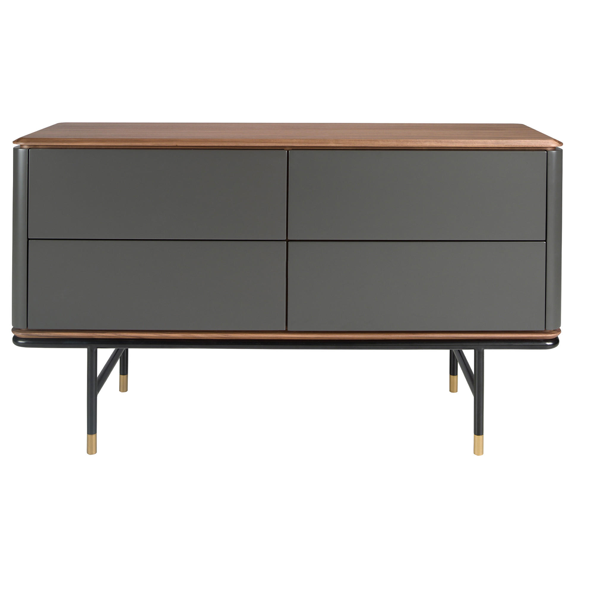 KOMMODE Rechteckig Dunkelgrau Walnuss Gold 140/45/80 - Dunkelgrau, Holzwerkstoff (140/80/45cm) - ANGEL CERDA