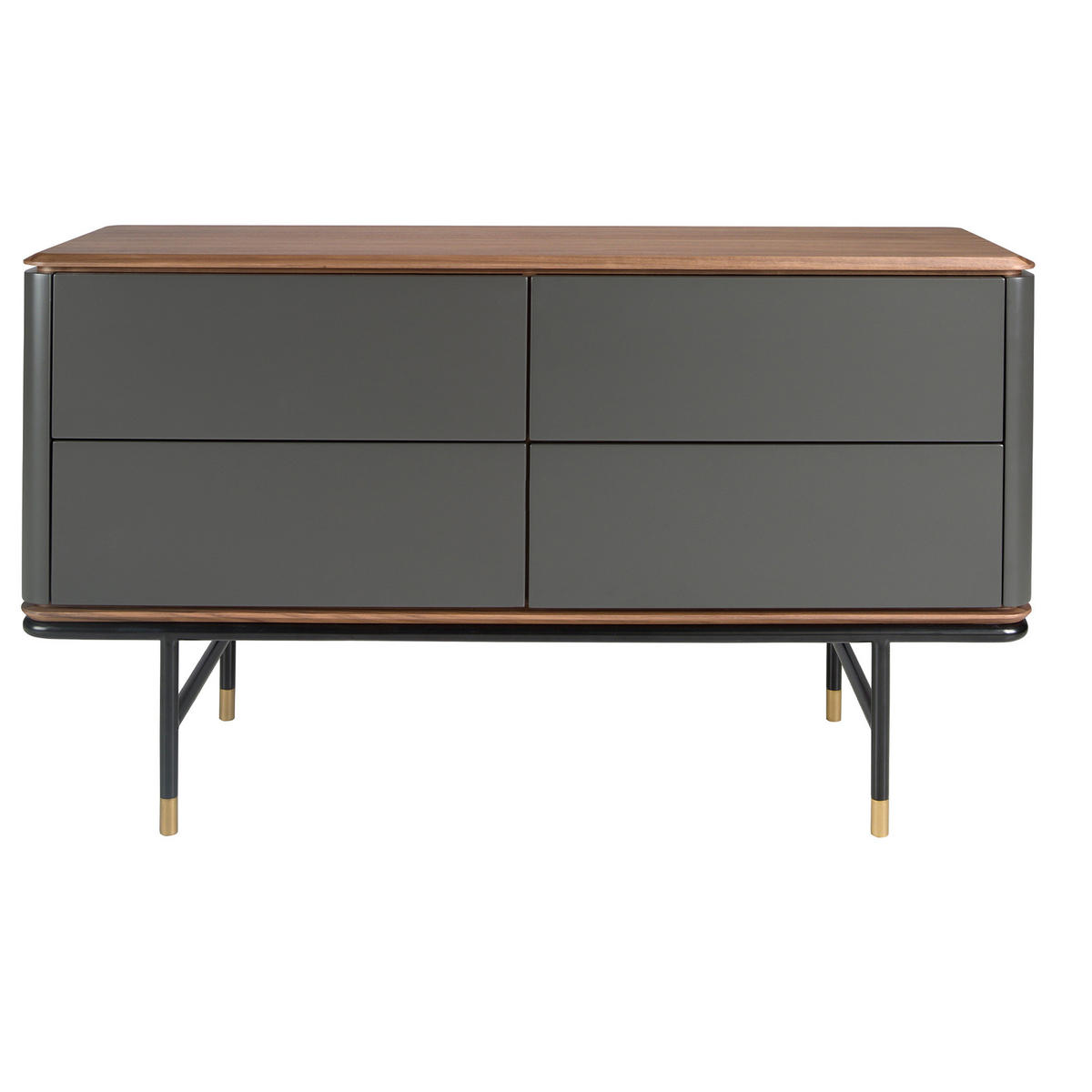 KOMMODE Rechteckig Dunkelgrau Walnuss Gold 140/45/80 - Dunkelgrau, Holzwerkstoff (140/80/45cm) - ANGEL CERDA