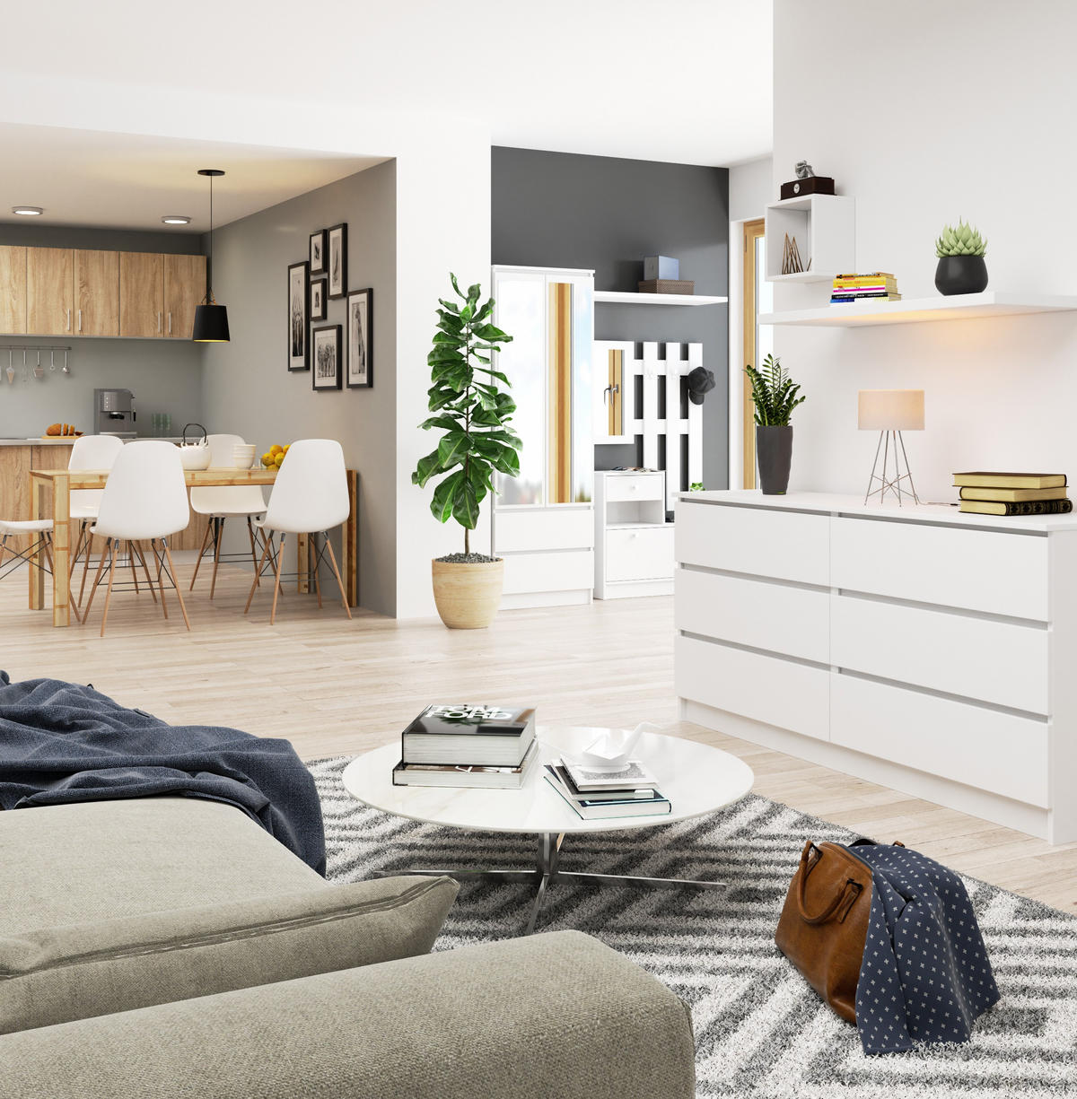 KOMMODE Weiß 77/160/40 - Weiß, Holzwerkstoff (160/77/40cm) - RAUMHIRSCH FURNITURE