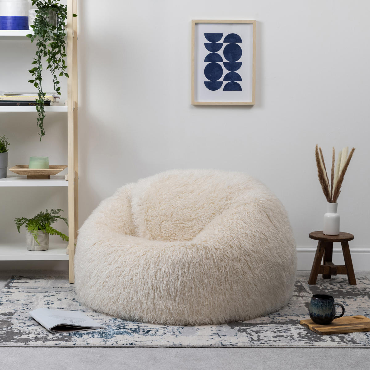 SITZSACK Mongolisch aus Kunstfell - Weiß, Kunststoff (85/50/85cm) - icon